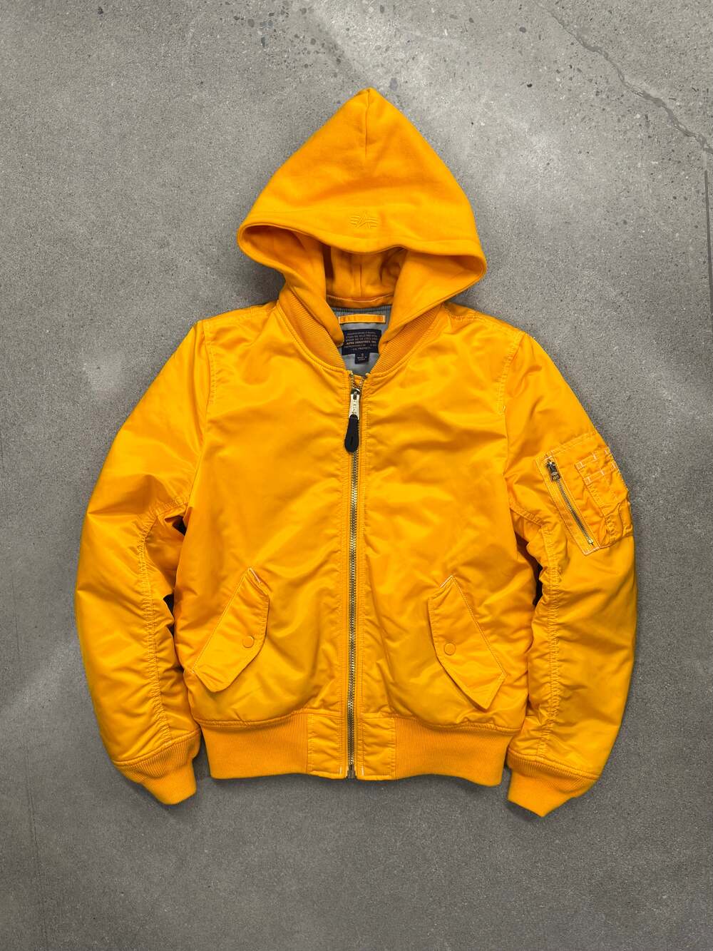 Vintage Alpha Industries MA-1 D-Tec Hood Flight Bomber Jacket - S